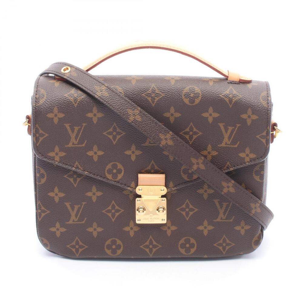 Louis Vuitton Pochette Metis Monogram Top Handle Bag Canvas Leather Brown